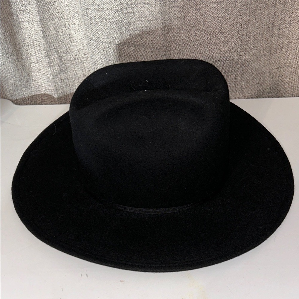 Vintage Miller Bros. Western Wear Black‎ Cowboy 100% Wool Hat Black Ribbon SZ 7
